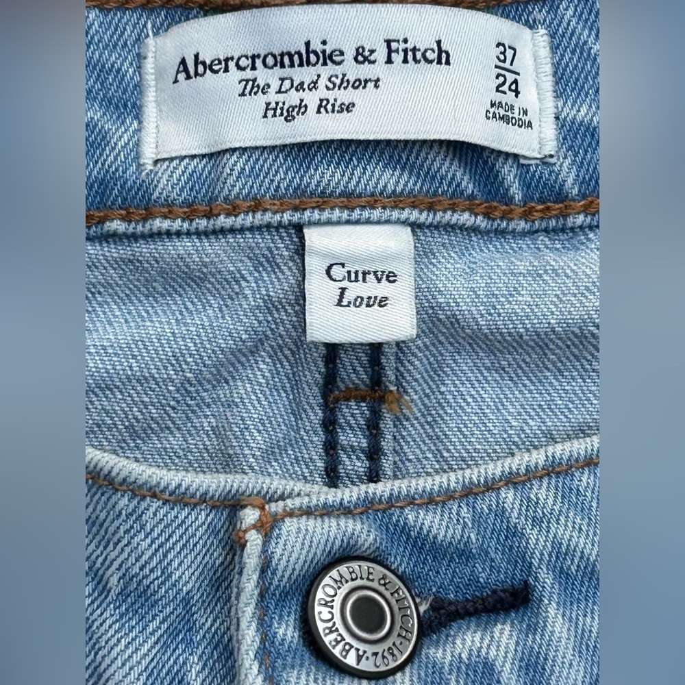 NWT Abercrombie Fitch The Dad Short High Rise Curve Love Denim Shorts 37 24 - Picture 5 of 7
